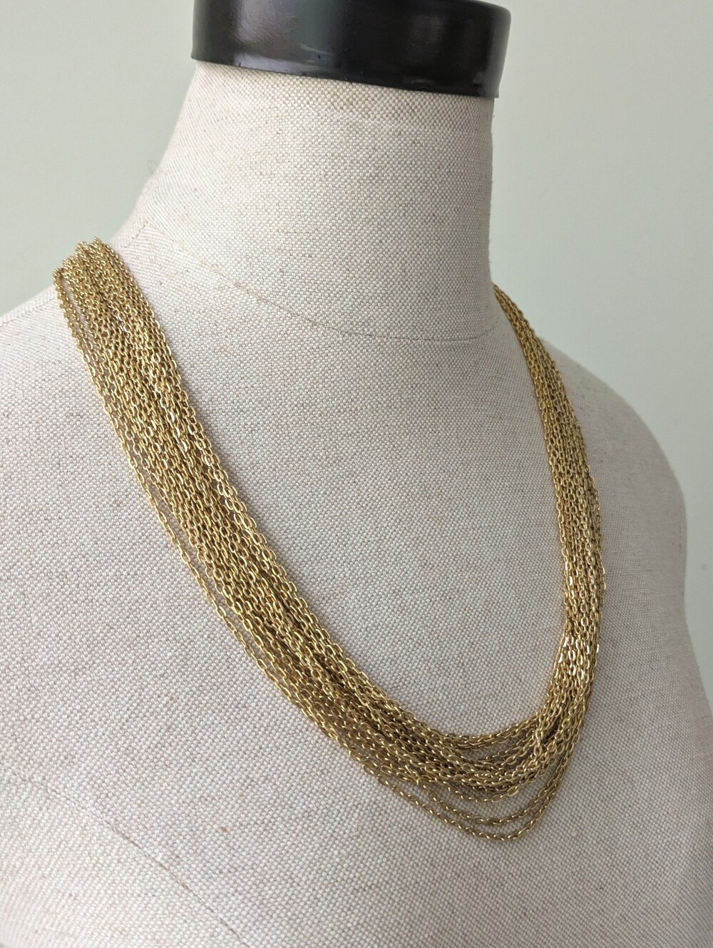 Vtg Gold Multi-Strand Chain Necklace - Picture 3 of 4